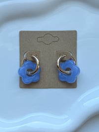 Image 1 of 18k Sky Blue Resin Flower Huggies