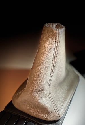 Image of Gray leather shift boot 