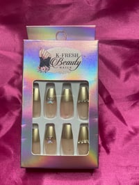 Image 1 of Nails - Long (Gold Tips Bling)
