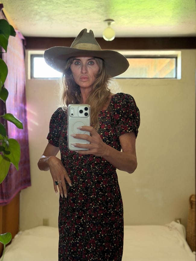 vintage Betsey Johnson New York floral corduroy milkmaid dress