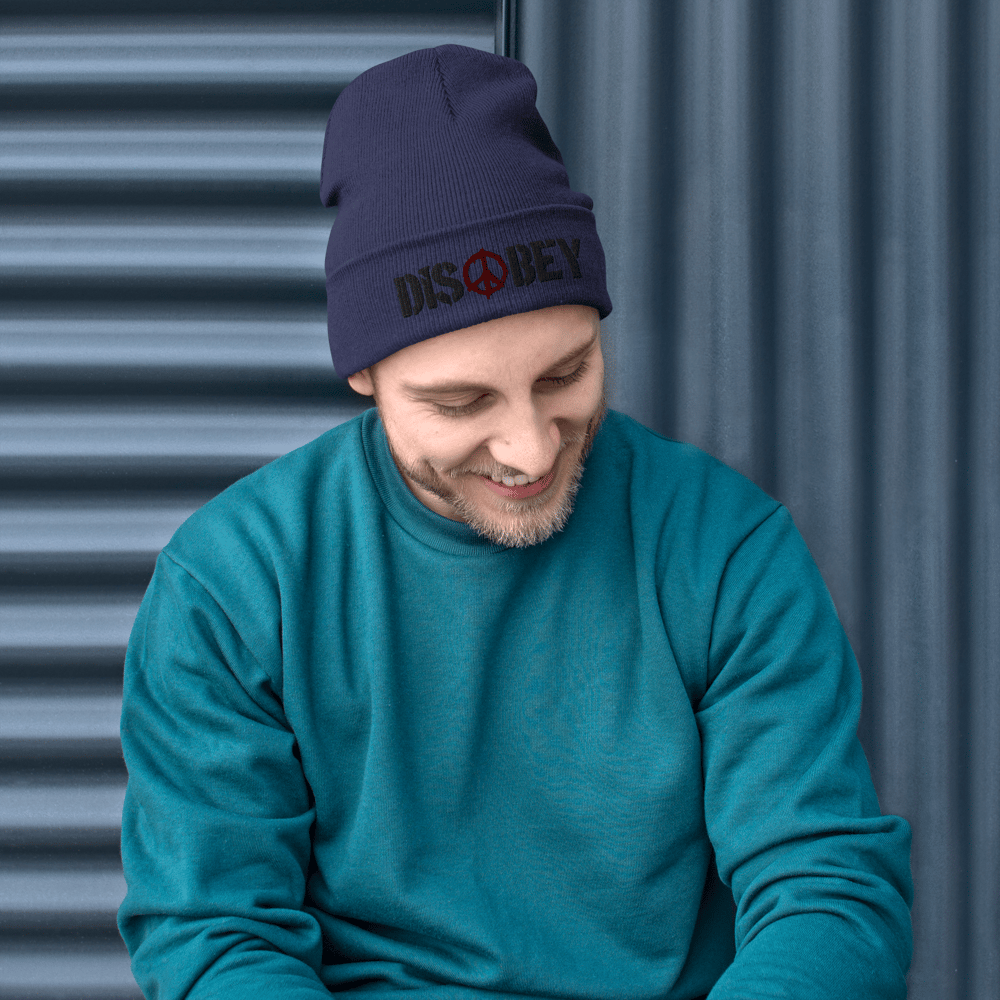 EMBROIDERED DISOBEY BEANIE