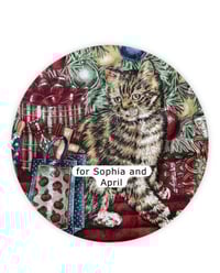 Image 1 of for @sophia.nancy_ - Christmas Cat & Velvet Frilly Pinny Dress