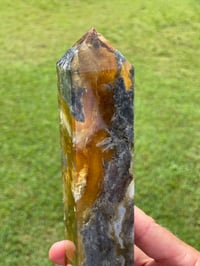 Image 23 of Yellow Fluorite And Moss Agate Obelisk #1169
