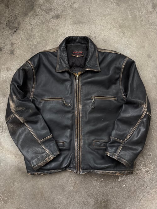 Image of 1990s Bomb Boogie Heayweight Leather Jacket, Size XXL