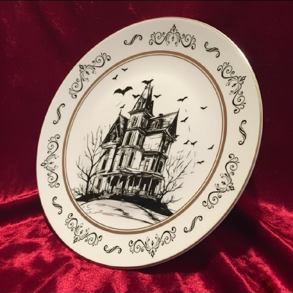 Image of 🕯️ The Manor Noir Collection — Set of 2 Haunted House Plates