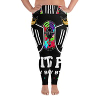 Image 2 of BOSSFITTED Black and Colorful All-Over Print Plus Size Leggings