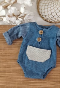 Image 2 of Newborn boy bodysuit for photoshoot | Adrien| navy blue
