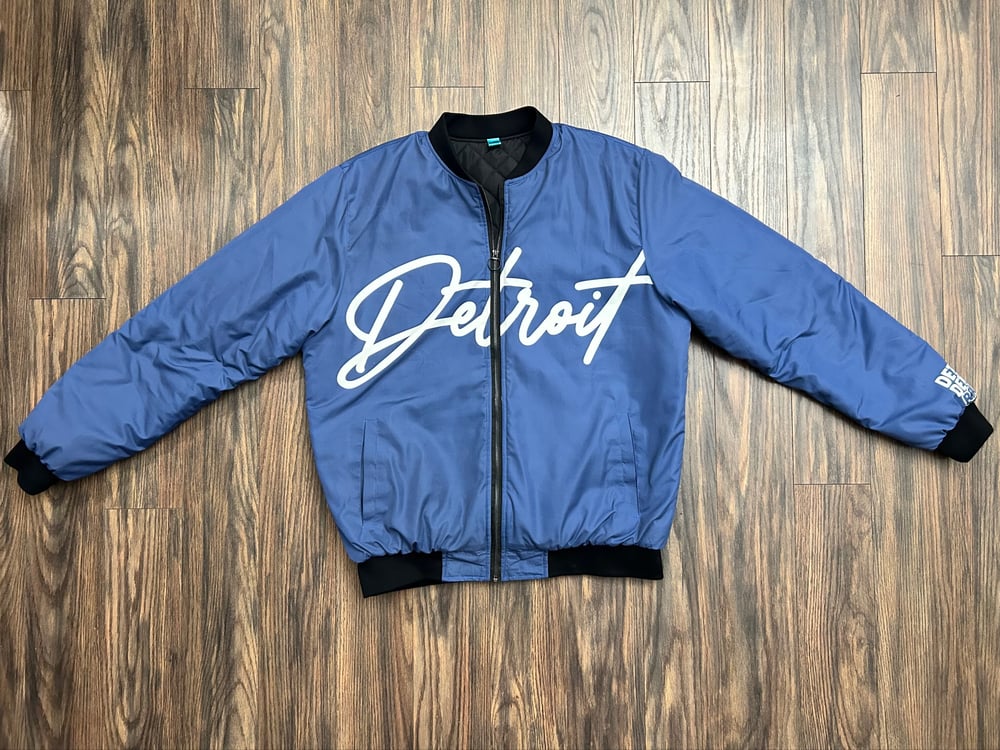 Image of Detroit Printed Bomber Jacket (Navy)