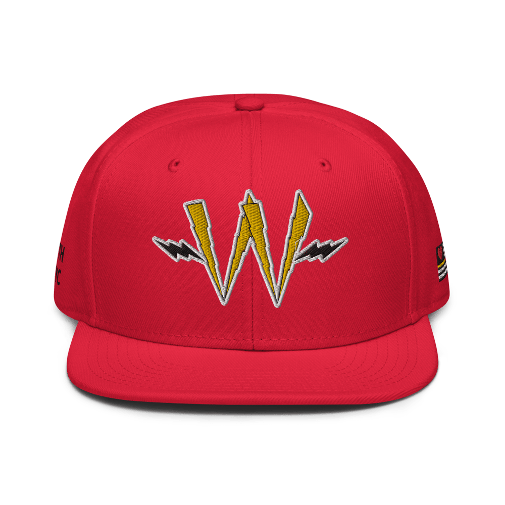 Image of Cherry x Gold “Lightning W”Snapback Hat