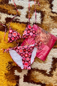 Image 1 of String Bikini in sunny side up pink and brown -Size L/XL in stock