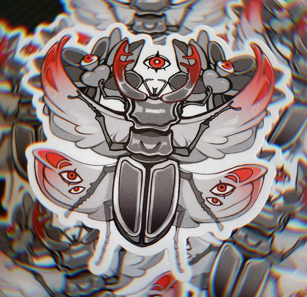 Stag Beetle Omen | Vinyl Sticker