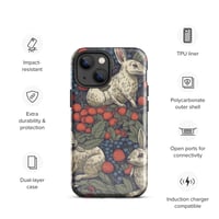 Image 16 of Boho Nature Cottagecore Inspired White Rabbits Among Berries Tough Case for iPhone®