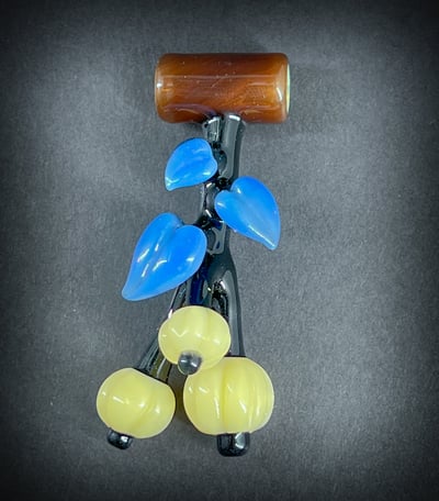 Image of Ivory Berry Blue Leaf Pendant