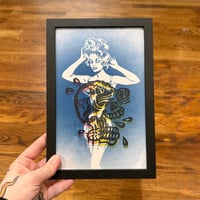 Image 10 of ☠️Nonsense Framed Linocut/ Cyanotype Print