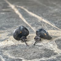Image 2 of Crushed Silver Studs W/ 24k Gold Accents