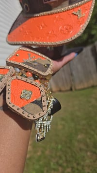 Image 2 of Orange Camo Hat &  4 Stack bracelet stack