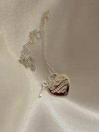 Image 2 of Diamond silver heart key necklace 