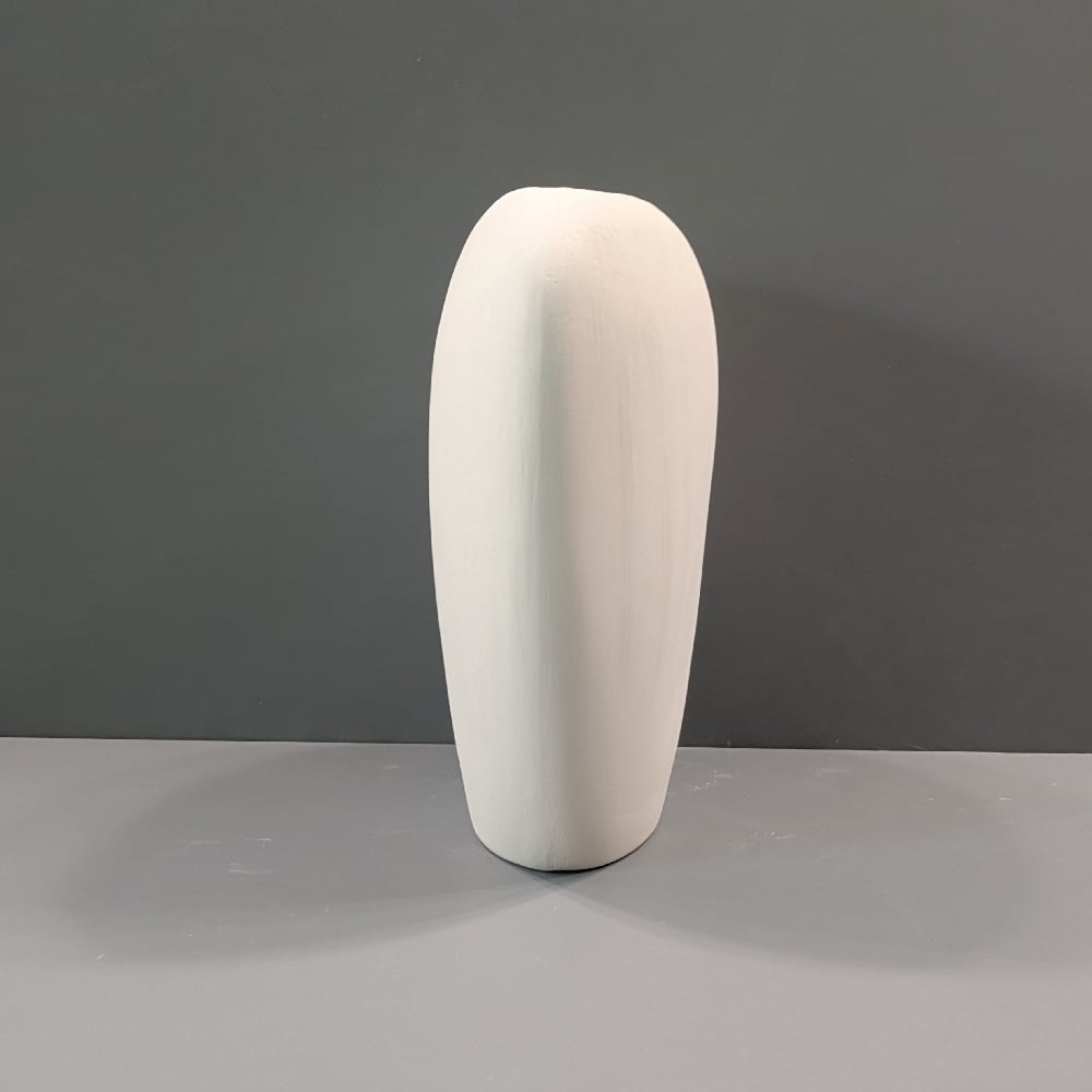 Image of Ceramic Bisque Minimalist Pillow Style Vase Ready to Paint 8" High