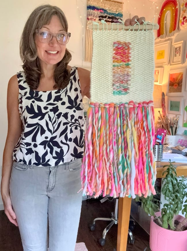 Sunset cosmos. Woven wall. hanging. 