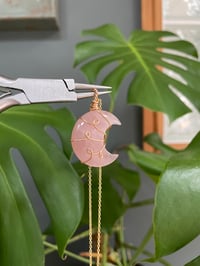 Image 3 of Rose Quartz  Gold Moon  Necklace 