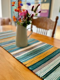 Image 5 of Hand Woven Table Runner - Teal and Toffee