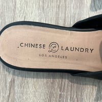 Image 9 of CHINESE LAUNDRY Black Genuine Leather Slip-On slide Sandals