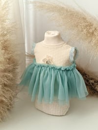Image 1 of Sitter girls set April | size 9-12 months | turquoise | cream | cake smash
