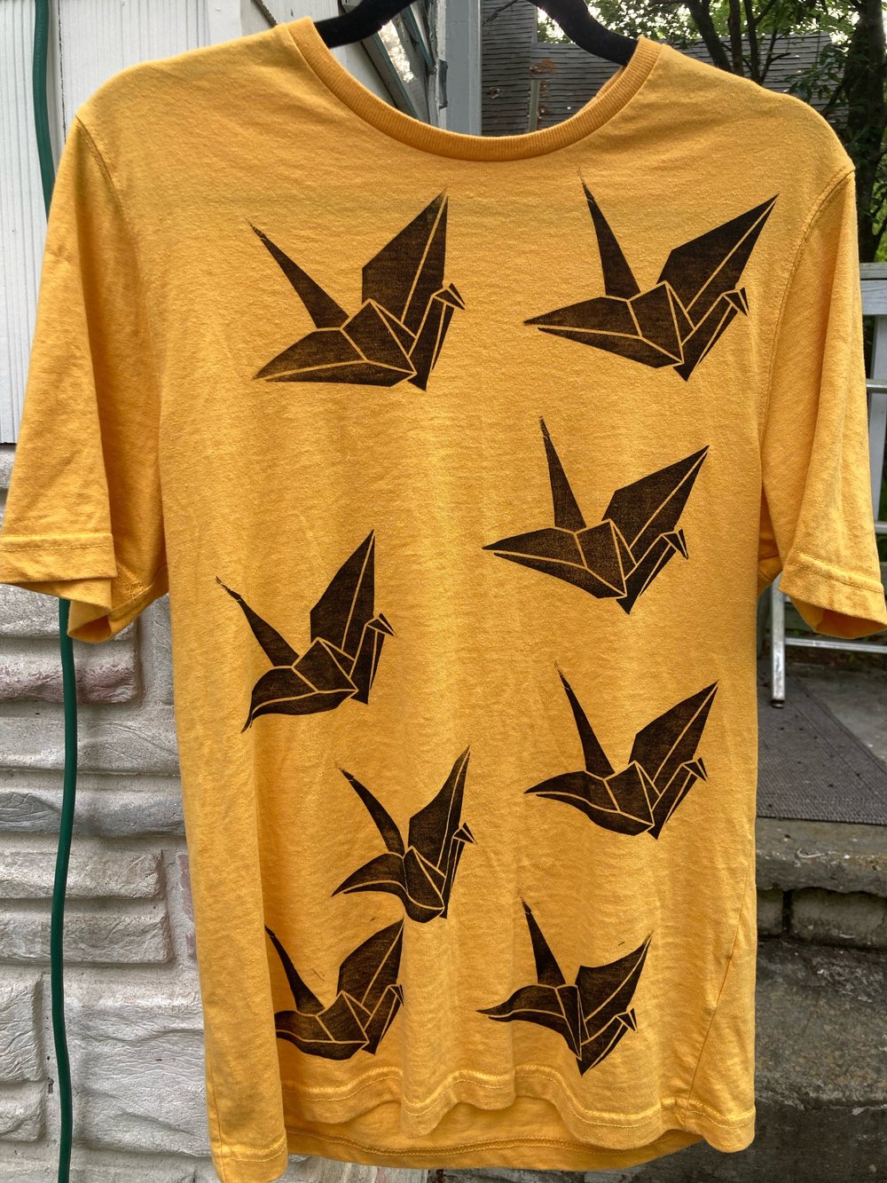 'Flock Of Cranes' Custom Blockprinted Tee (S Oneshot)