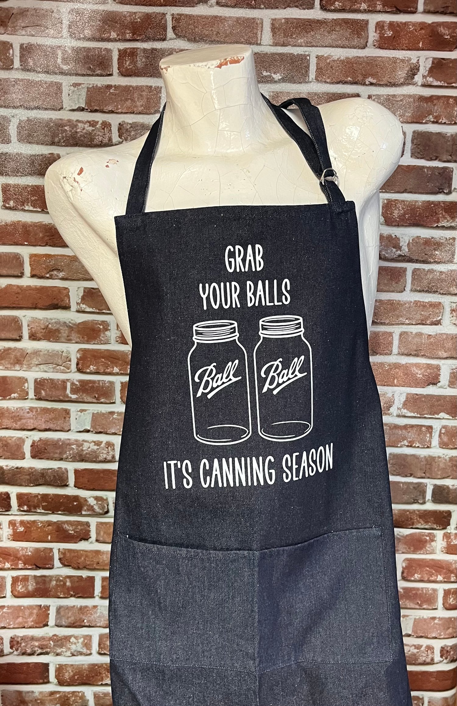 Denim Grab Your Balls Apron