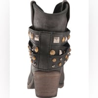 Image 2 of CIRCLE G two in one distressed black studded round tie ankle boots