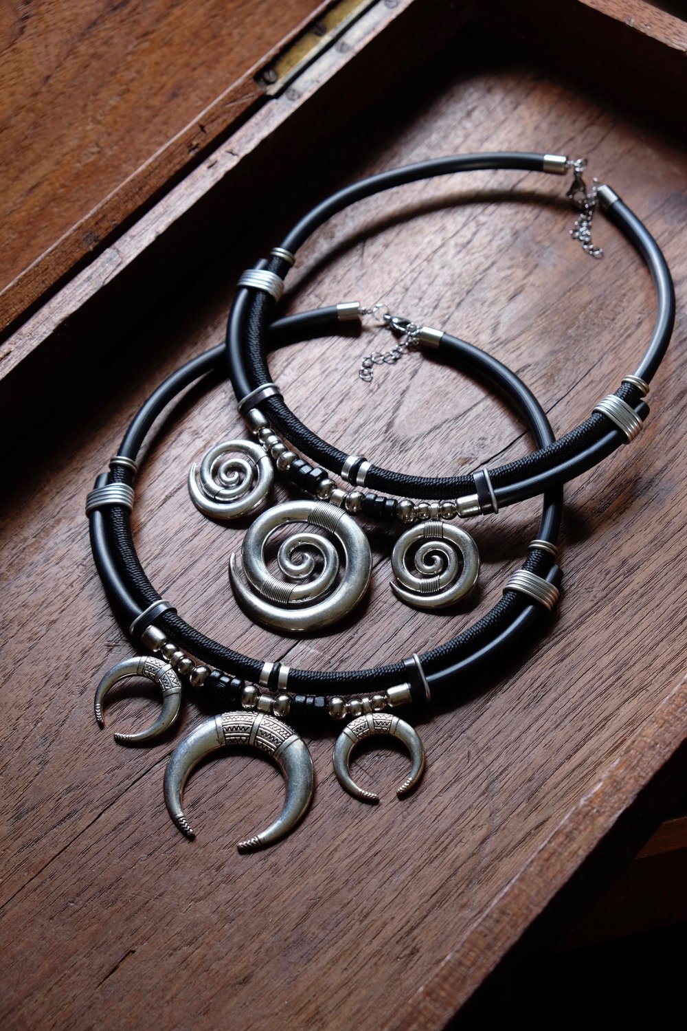 Image of Moons & spirals necklace