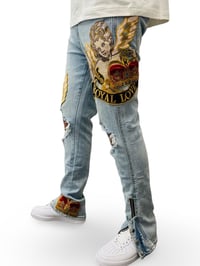 Image 2 of Royal Love Snap Button x Zipper Blue Jean 