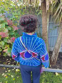Image 2 of Wanderlust - Velvet evil eye protection jacket - bright blue 6-12 uk