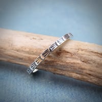 Image 7 of ‘Echo’ hand stamped Sterling Silver Stacking Ring - sunburst pattern