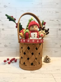 Image 1 of Festive Holiday Basket with Snowman & Reindeer
