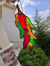 Image 3 of Large Stained Glass Chili Pepper Suncatcher - Handmade Southwestern Kitchen Window Hanging
