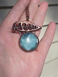 Image 1 of Electroformed Hemimorphite and seashell necklace
