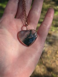 Image 3 of Electroformed moss agate heart necklace 02