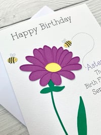 Image 3 of Handmade September Aster Birth Flower Card - Elegant Birthday Card for September Birthdays