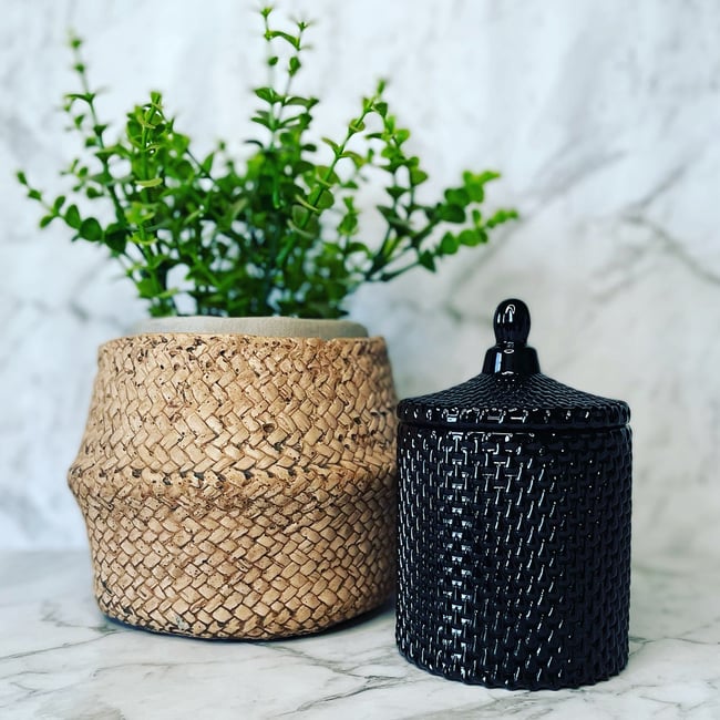 Geo Raindrop Glass Candle 340g - GLOSS BLACK  **ONLY 4 AVAILABLE**