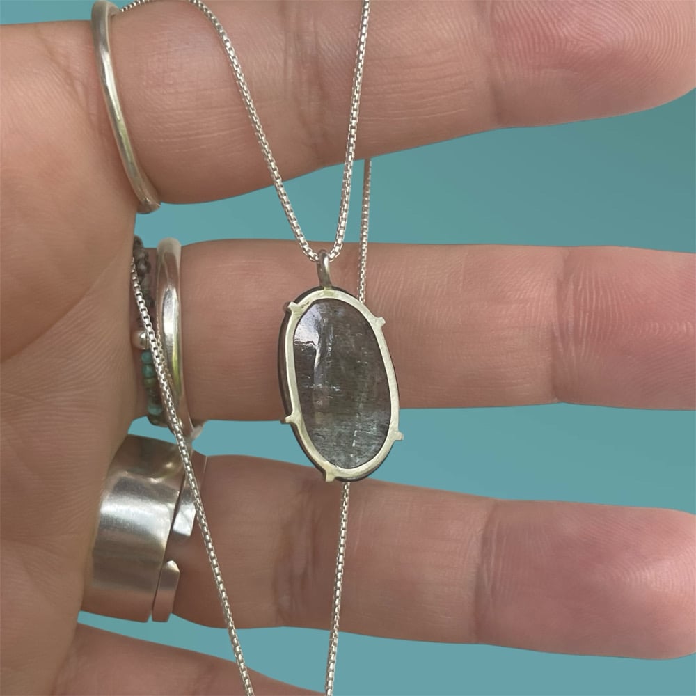 Image of Moss aquamarine necklace
