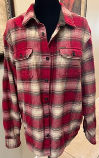 Image 2 of Vintage Red/Cream Flannel Shirt Jacket Led Zeppelin