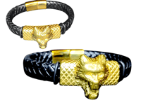 Image 2 of Wolf leather design bracelet 