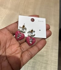 Image 3 of CC Heart earrings