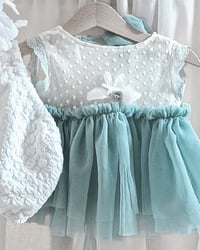 Image 2 of Sitter girls set April | size 9-12 months | turquoise | cream | cake smash