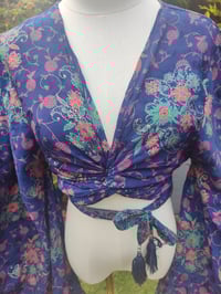 Image 6 of Stevie sari top-upto size 8-16 navy and jade