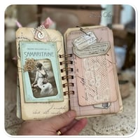 Image 5 of Handmade Junk Journal tag folder full of vintage lace samples