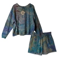Image 1 of L 100% Cotton French Terry Sweatsuit Set in Earthy Spiral Ice Dye