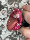 PHONE GRIP - Hot Pink Lips With Graphics And Three Spike Piercings