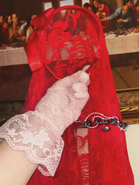 Image 2 of Eternal Love Mantilla Veil - Red